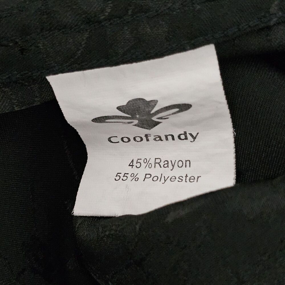 Coofandy - Shirt Satin Long Sleeve Rose Floral Button Up - Size M - Black - Picture 7 of 7